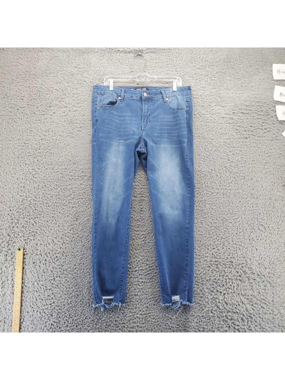 Sweet Look Jeans Womens Size 14 Blue Skinny Plus Size Distressed Hem Stretch Fit